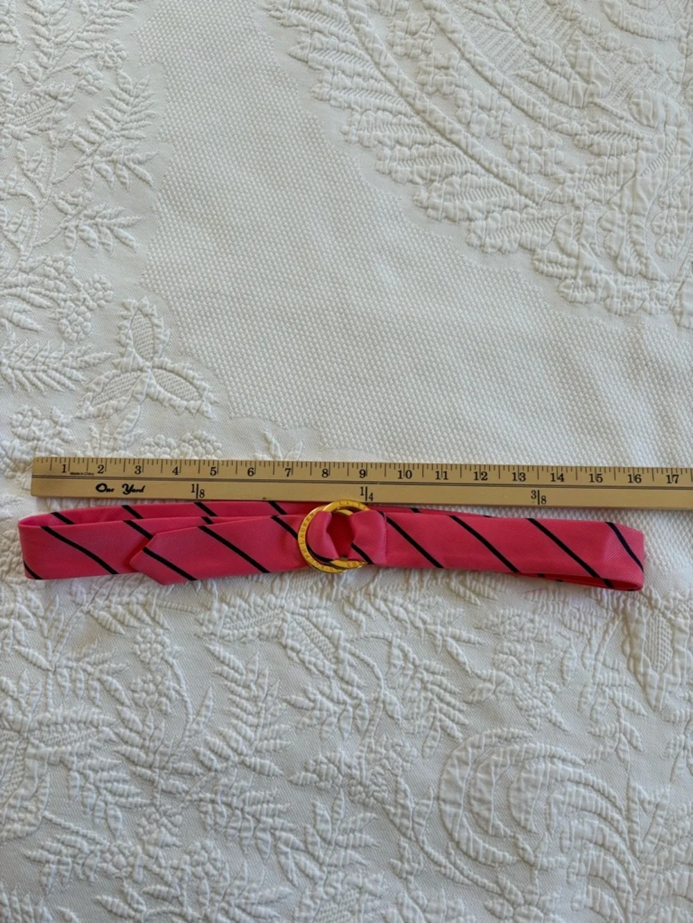 Ralph Lauren navy & pink sash belt gold ring belt adjustable one size